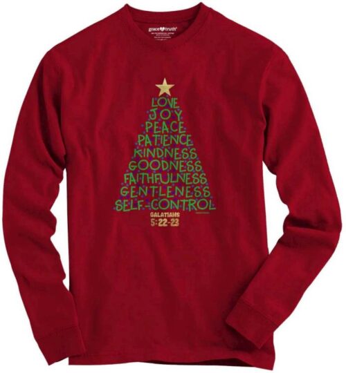 612978597187 Grace And Truth Christmas Tree Fruit Long Sleeve (Medium T-Shirt)