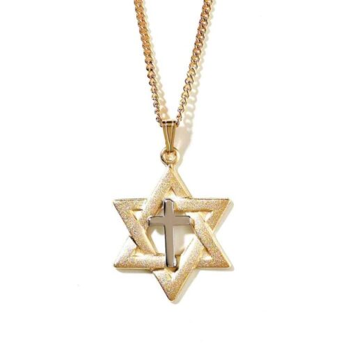 714611139751 2 Tone Star Of David With Cross Center