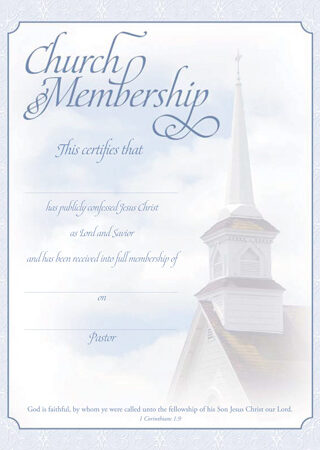 730817344072 Church Membership Certificate Pack Of 6