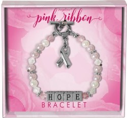 798890192232 Pink Ribbon Hope Beaded Charm (Bracelet/Wristband)