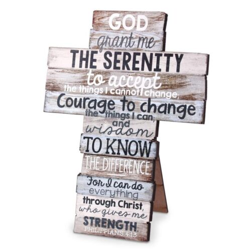 667665112785 Serenity Prayer Stacked Wood Cross