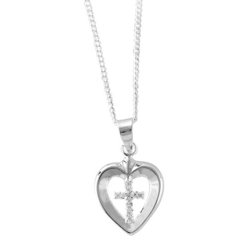 603799222259 Open Heart With CZ Cross Center