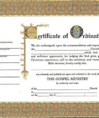 9780805404555 Certificate Of Ordination Minister