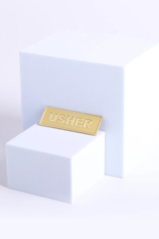 788200805662 Usher Pin Back Brass Badge