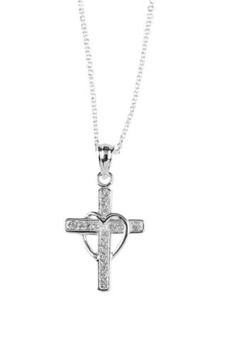 714611186038 CZ Cross Draped Heart