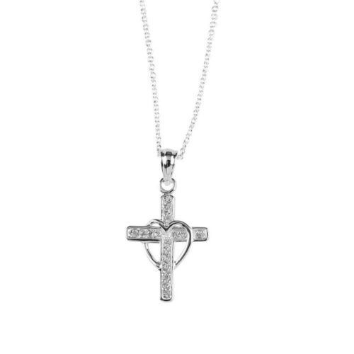 714611186038 CZ Cross Draped Heart