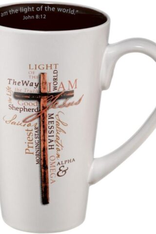 6006937099944 Tall Stoneware Coffee/Tea Mug  Light of The World John 8:12 Bible Verse - Names