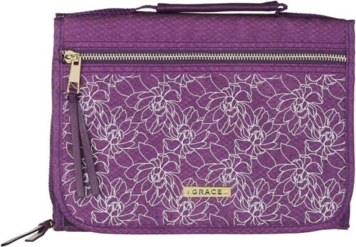 1220000134669 Faith Badge Floral Women's Tri-Fold Organizer Bible Cover Zipper Closure