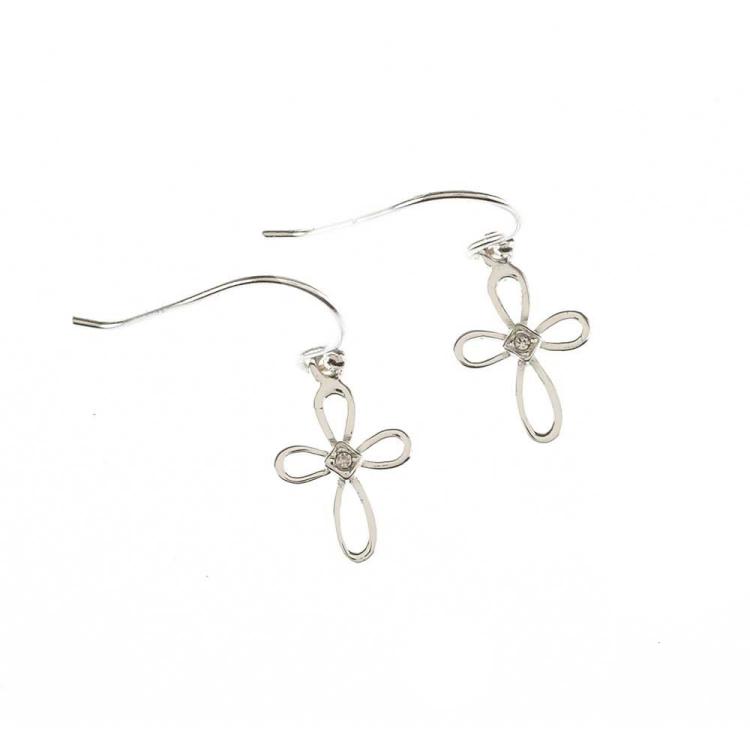 714611177760 Petal Cross With CZ (Earring)