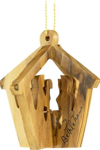 091952700278 3D Olive Wood Nativity Manger (Ornament)