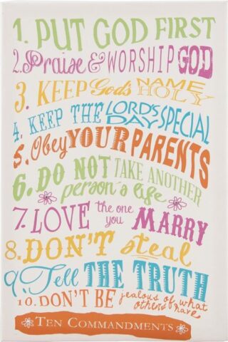 767722199930 10 Commandments Words Of Life With Vintage Emblems Canvas (Plaque)
