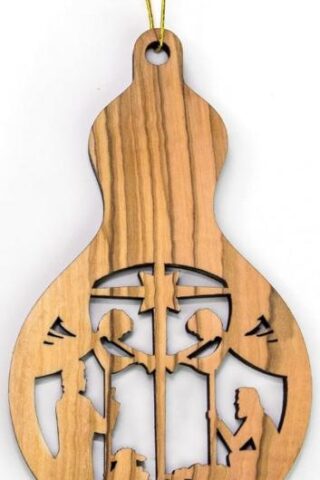 782860487961 2D Bulb Olive Wood Nativity Shepherds And Angels (Ornament)
