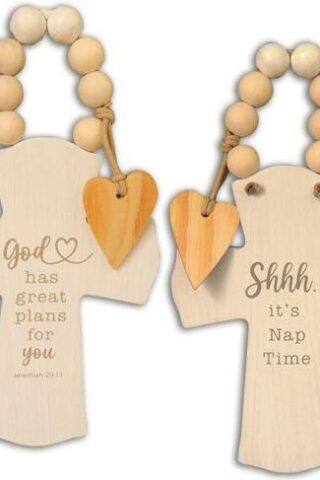 785525320559 God Has Great Plans Cross Door Hanger With Beads And Heart