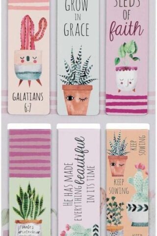 1220000137202 Set of 6 Beloved Scripture Favorites w/Cactus & Cheerful Flower Pots Inspiration